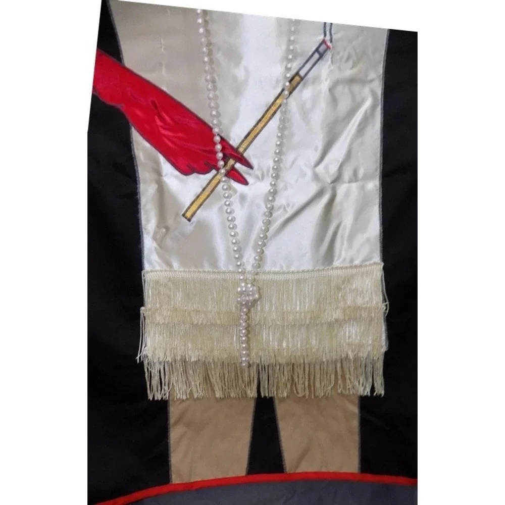 Flapper Dress Cocktail Apron w/ Pearls & Cigarette Gloved Hand Costume Vtg 60's